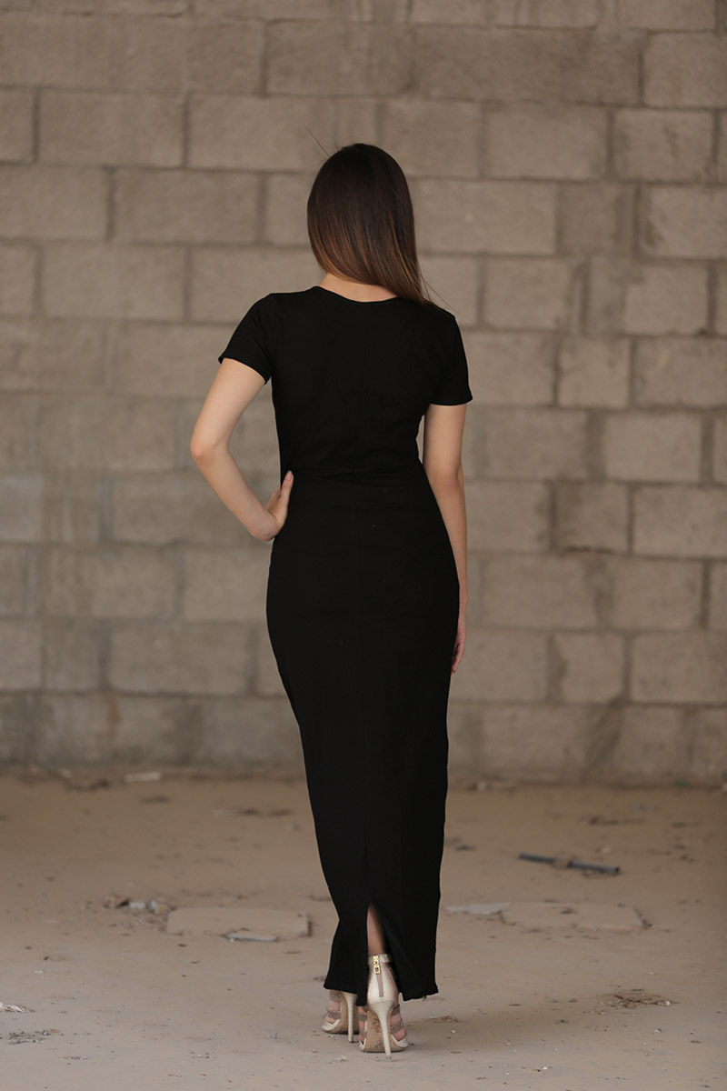 Short sleeve bodycon dress (black) – Soha MT Collection